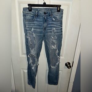 American Eagle Outfitters Light Blue Distressed Ankle Jeans